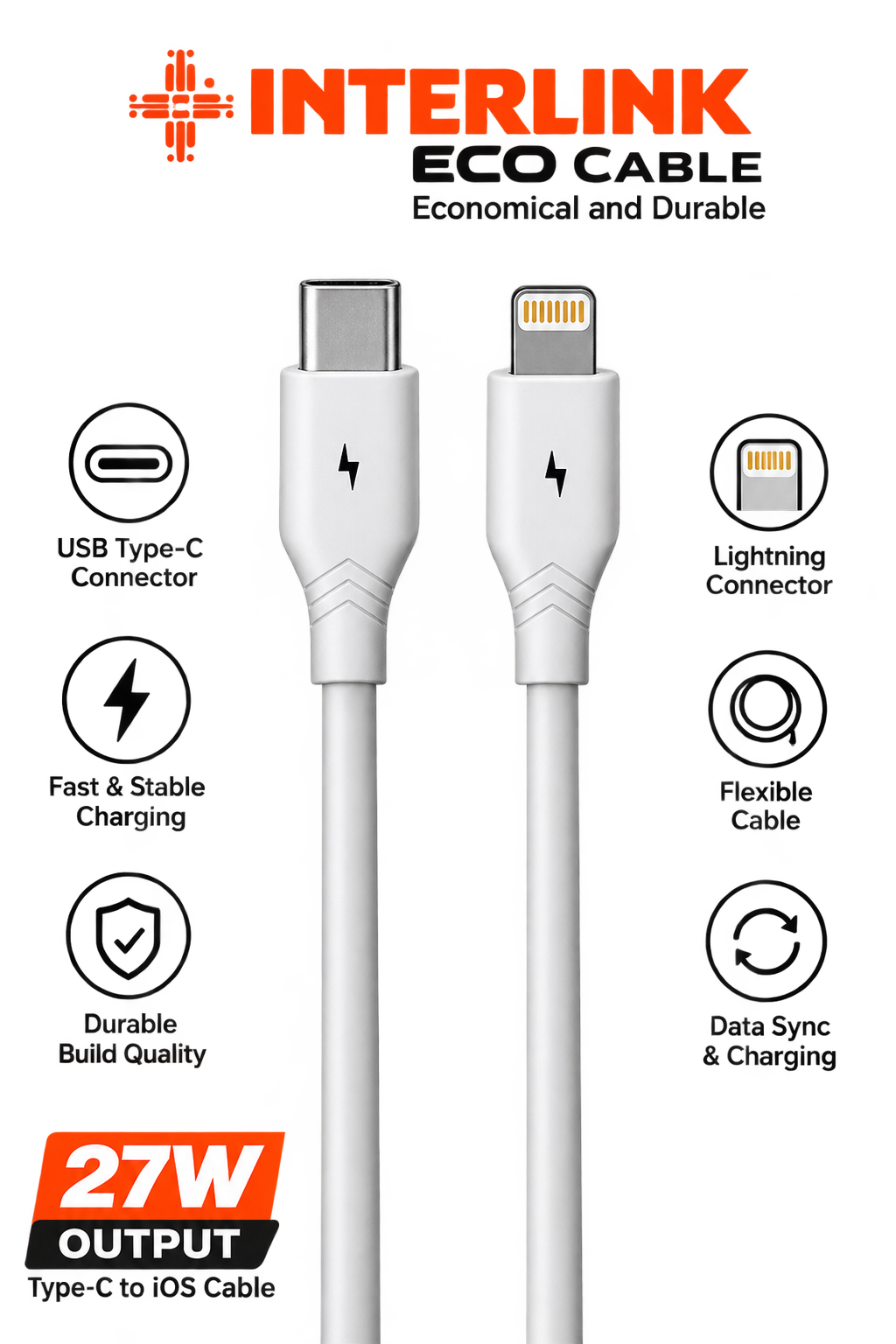 INTERLINK ECO CABLE -27W C to Lightning Iphone
