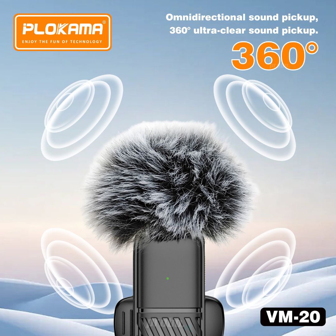Plokama VM-20 Wireless Dual Lavalier Microphone for Android & iPhone