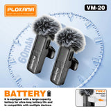 Plokama VM-20 Wireless Dual Lavalier Microphone for Android & iPhone