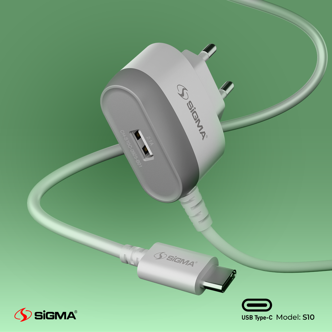 Sigma S10 Charger with Built-in Type-C Cable
